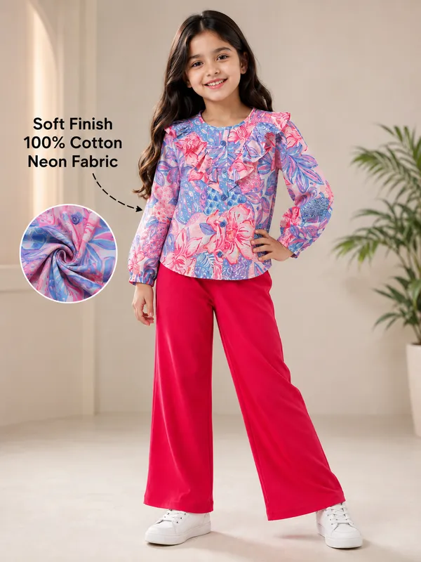 Multicolor_Printed_Top_And_Pink_Pants_Set_For_Girls