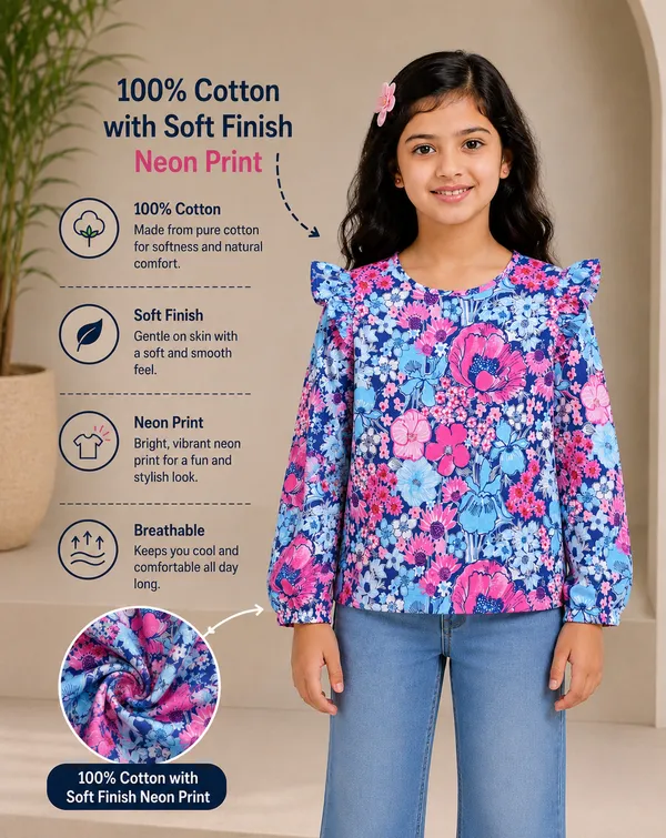 Blue_Cotton_Floral_Ruffle_Top_For_Girls