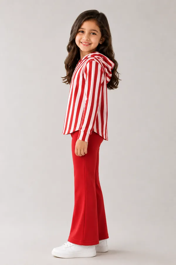 Red_Striped_Hoodie_And_Flared_Pants_Set_For_Girls