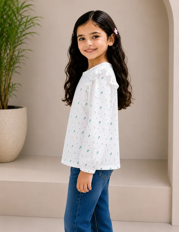 White_Printed_Full_Sleeve_Top_For_Girls