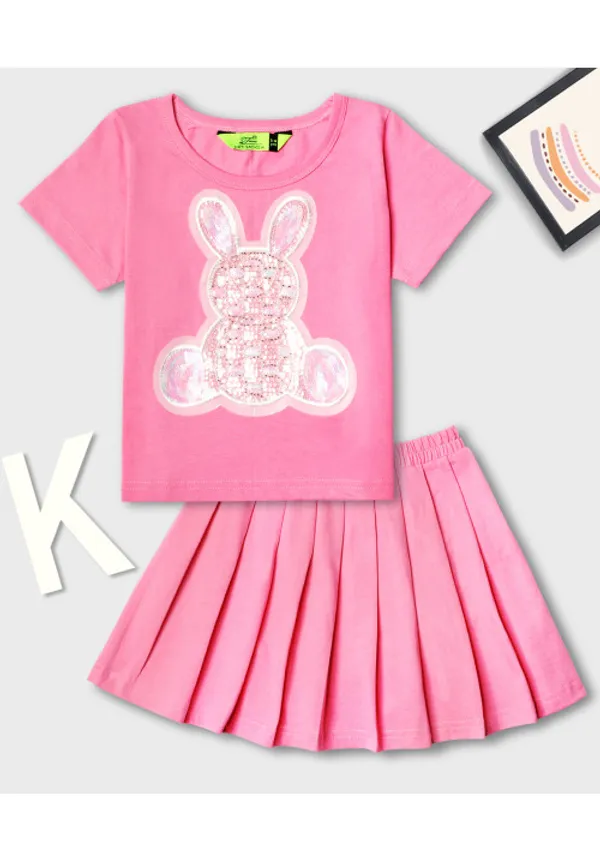 Pure_Cotton_Jersey_Sequence_Embellished_Top_With_Pleated_Skirt