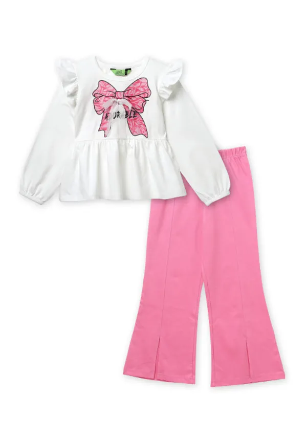 Full_Sleeves_Solid_With_Lace_Fit_And_Flare_Pant_Set_Pink