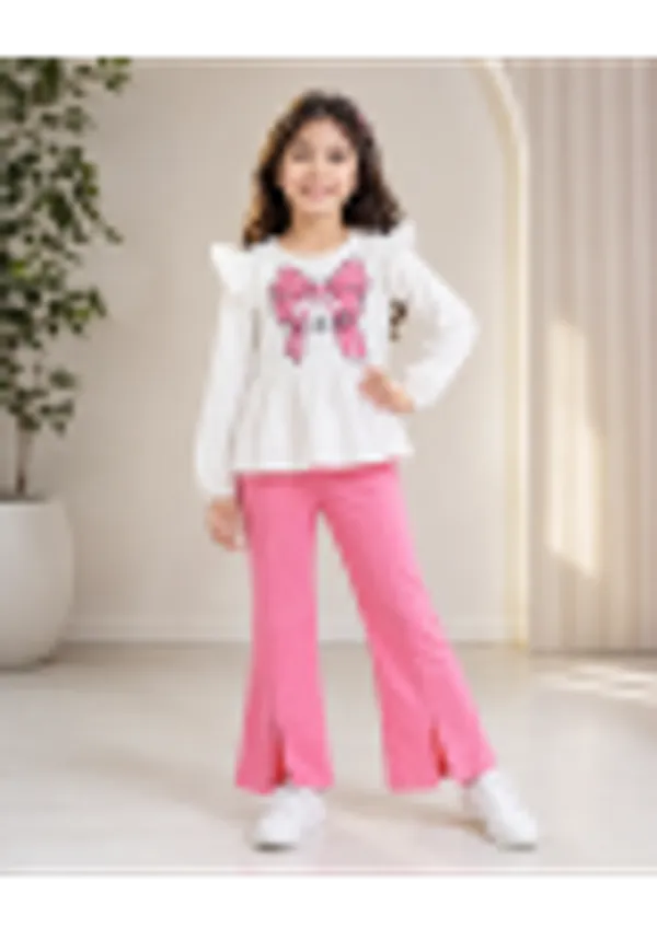 Full_Sleeves_Solid_With_Lace_Fit_And_Flare_Pant_Set_Pink