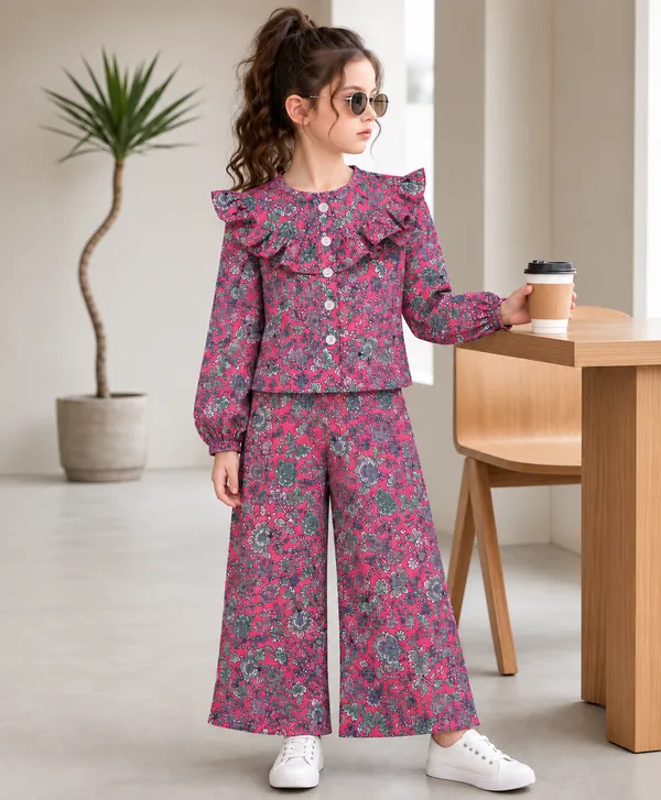 Full_Sleeves_Floral_Printed_Ruffle_Top_And_Plazzo_Set