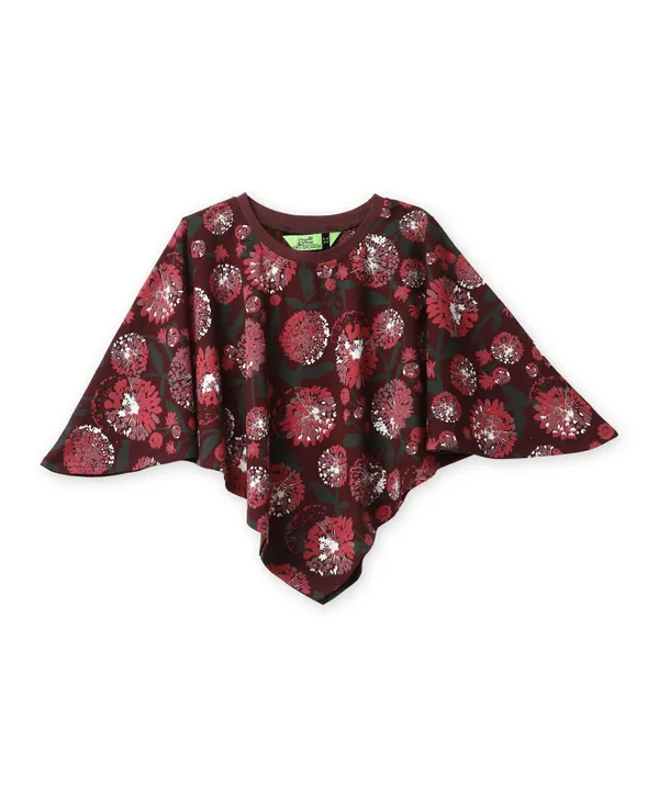 Full_Sleeves_Solid_Top_With_Flared_Pant_And_Floral_Printed_Pooncho_Set