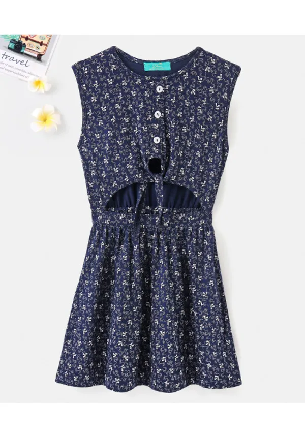 Girl_S_Summer_Front_Knot_Dress