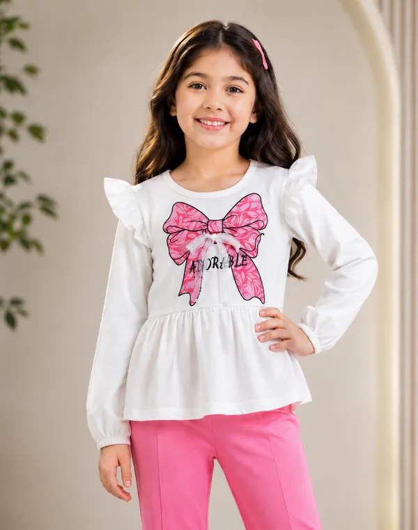 Full_Sleeves_Solid_With_Lace_Fit_And_Flare_Pant_Set_Pink