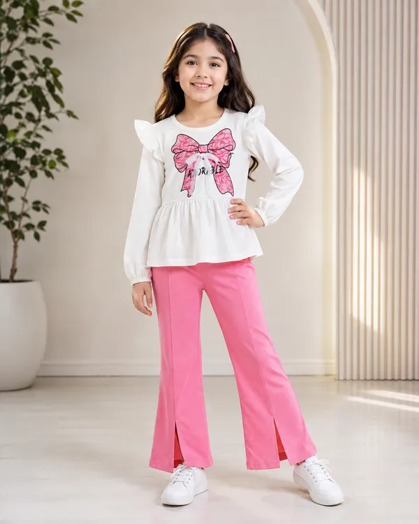 Full_Sleeves_Solid_With_Lace_Fit_And_Flare_Pant_Set_Pink