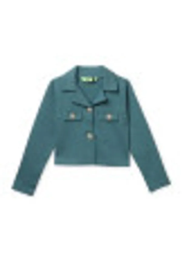 Full_Sleeves_Solid_Jacket_Pleated_Skirt_With_Cap_Set_Sea_Green