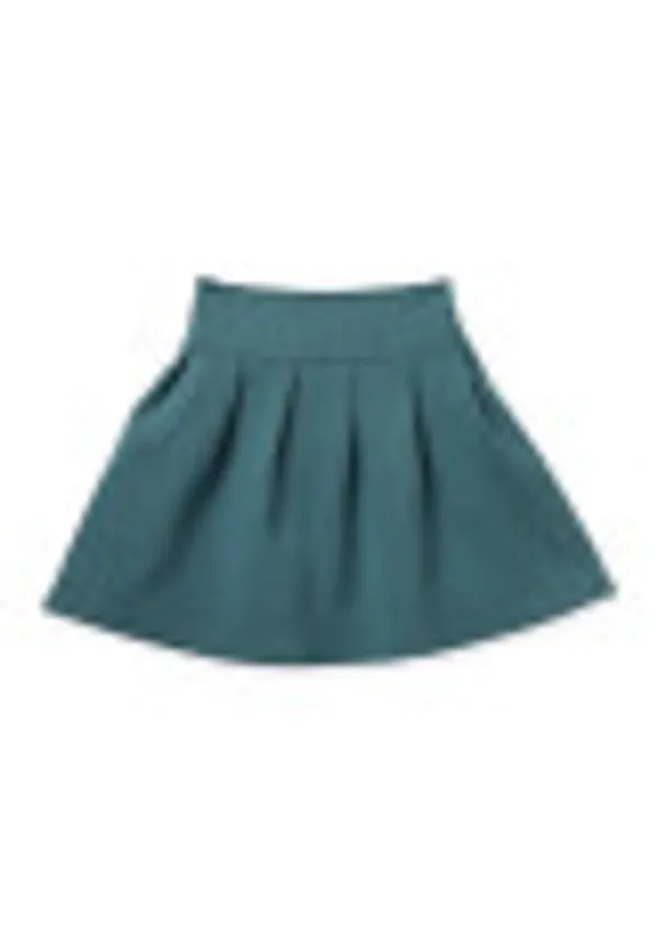 Full_Sleeves_Solid_Jacket_Pleated_Skirt_With_Cap_Set_Sea_Green