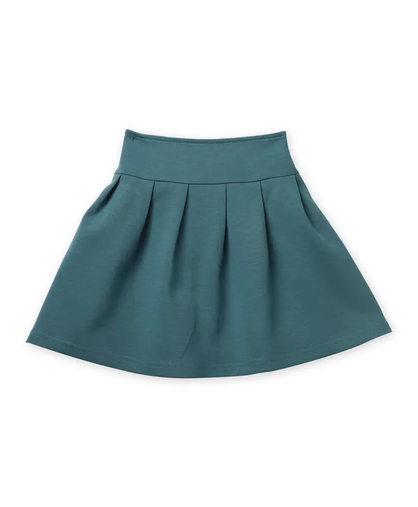 Full_Sleeves_Solid_Jacket_Pleated_Skirt_With_Cap_Set_Sea_Green
