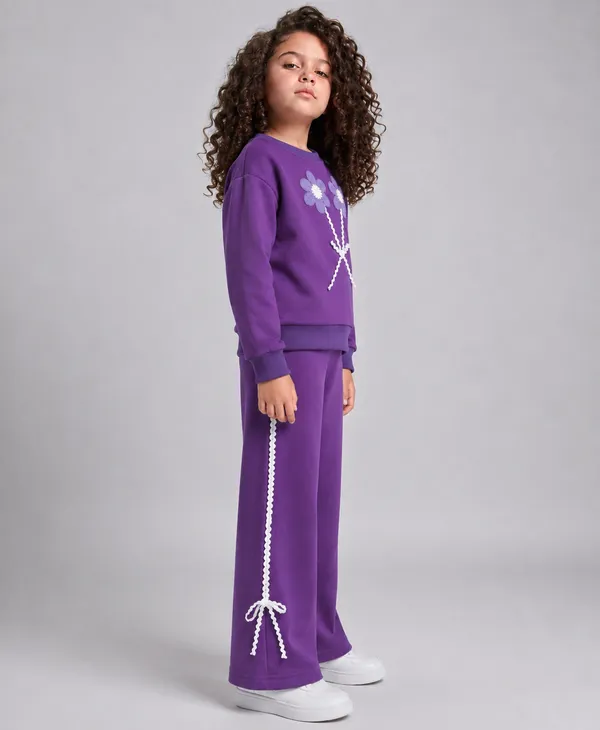 Full_Sleeves_Floral_Applique_Detailed_Solid_Sweatshirt_And_Pant_Set