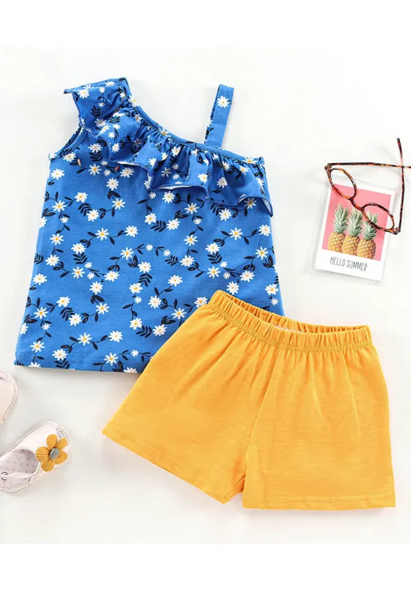 Sleeveless_Floral_Print_Top_With_Shorts