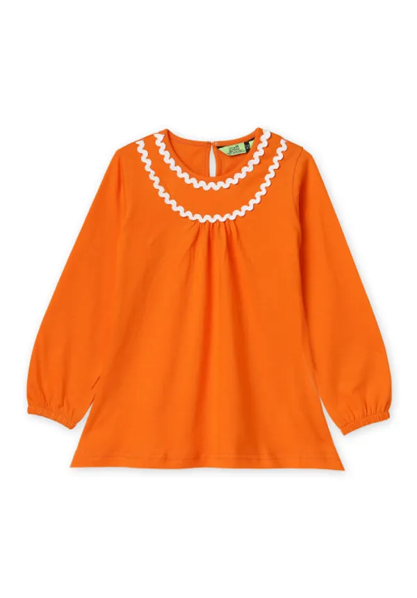 Full_Sleeves_Solid_Lace_Appliquetop_With_Floral_Orange