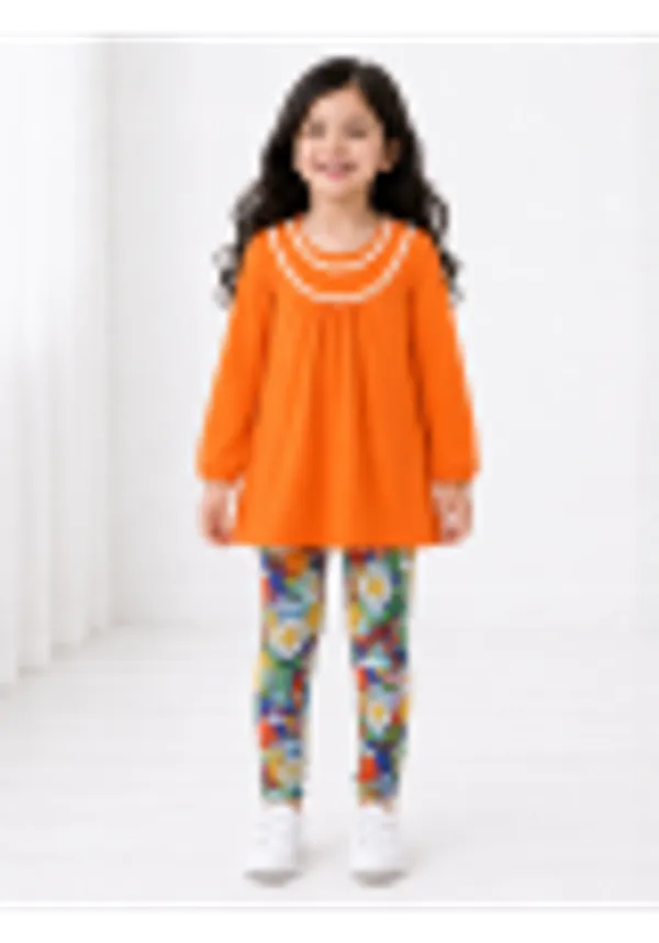 Full_Sleeves_Solid_Lace_Appliquetop_With_Floral_Orange
