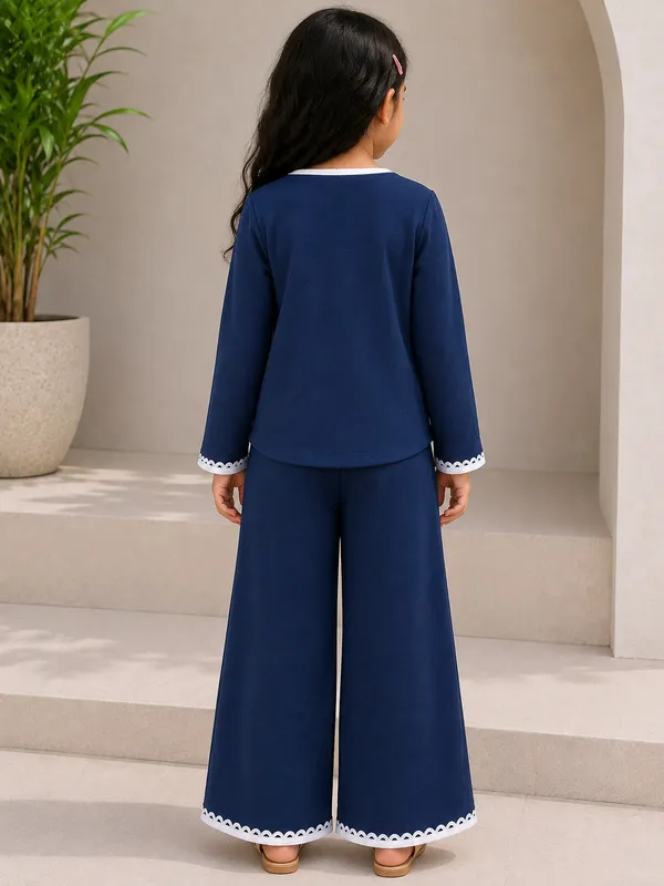 Full_Sleeves_Solid_Lace_Top_And_Plazzo_Pant_Set_Navy_Blue