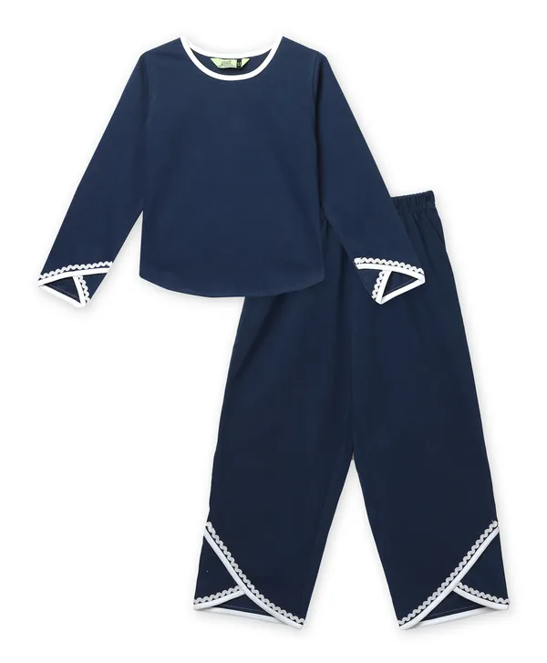 Full_Sleeves_Solid_Lace_Top_And_Plazzo_Pant_Set_Navy_Blue