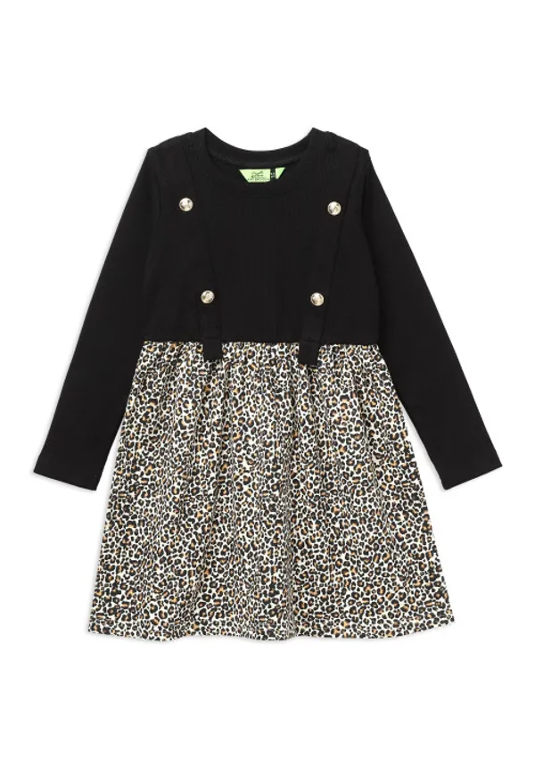 Full_Sleeve_Leopard_Printed_Fit_And_Flare_Dress_Black