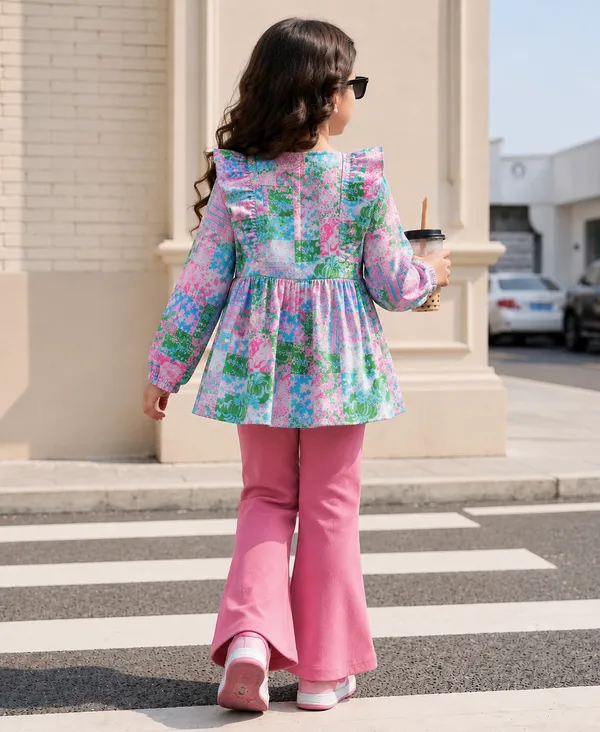 Full_Sleeves_Floral_Printed_Ruffle_Peplum_Top_And_Flared_Pant_Set_