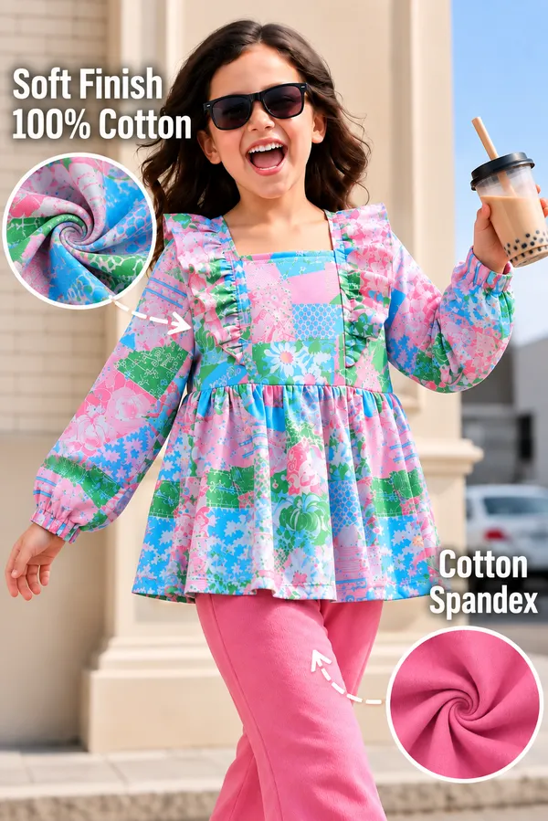 Full_Sleeves_Floral_Printed_Ruffle_Peplum_Top_And_Flared_Pant_Set_