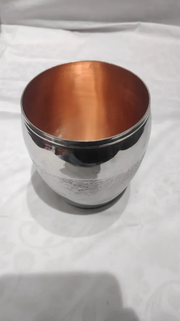 Pure_Copper_Traditional_Floral_Engraved_damru_glass_with_coaster_nickel_finish