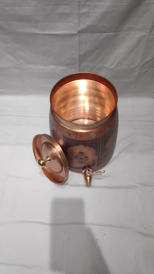 Copper_Finish_UV_print_Traditional_Peacock_Print_Water_Dispenser
