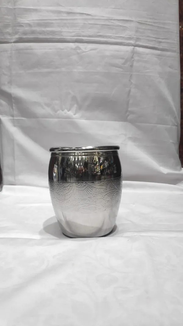 Pure_Copper_Traditional_Floral_Engraved_damru_glass_with_coaster_nickel_finish