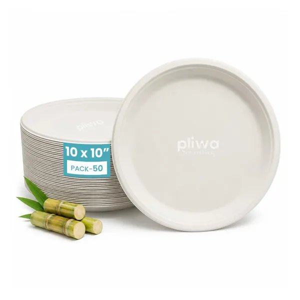 Pliwa_Disposable_Bagasse_Plates_|_10_inch_-_Pack_of_25_|_Non_Toxic,_Compostable_|_Sturdy,_Microwave_Safe,_Leak-Resistant_|_Sugarcane_Bagasse_Eco-Friendly_Round_Plates_(White)
