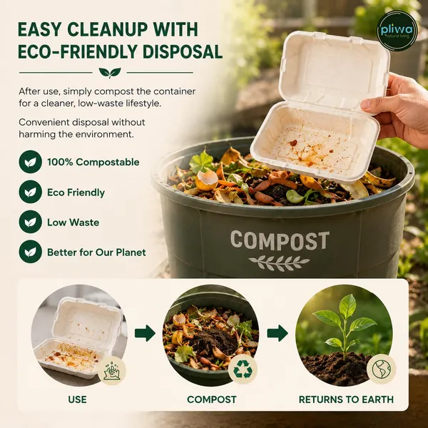 Pliwa_|_Disposable_Clamshell_|_Burger_Box_|_9x6_-_Pack_of_25_|_for_Takeaway_&_Food_Storage_|_Non_Toxic,_Compostable_|_Sturdy,_Microwave_Safe,_Leak-Resistant_|_Eco-Friendly_Rectangular_Clamshell_(White)