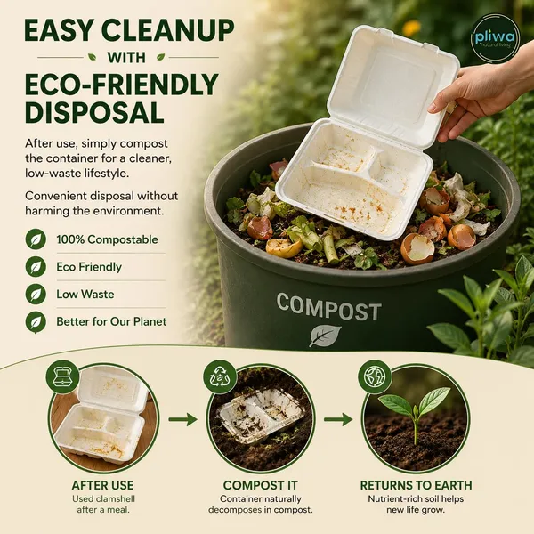 Pliwa_|_Disposable_Clamshell_|_Burger_Box_|_3_Compartment_|_9x9_-_Pack_of_25_|_for_Takeaway_&_Food_Storage_|_Non_Toxic,_Compostable_|_Sturdy,_Microwave_Safe,_Leak-Resistant_|_Eco-Friendly_Rectangular_Clamshell_(White)