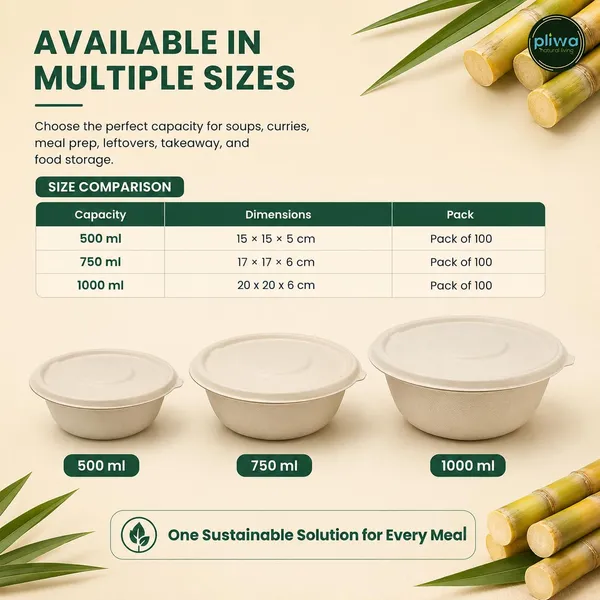 Pliwa_|_Disposable_Round_Container_with_Lid_|_1000_ml_-_Pack_of_25_|_for_Takeaway_&_Food_Storage_|_Sturdy,_Microwave_Safe,_Leak-Resistant_|_Sugarcane_Bagasse_Eco-Friendly_Round_Container_(B.White)