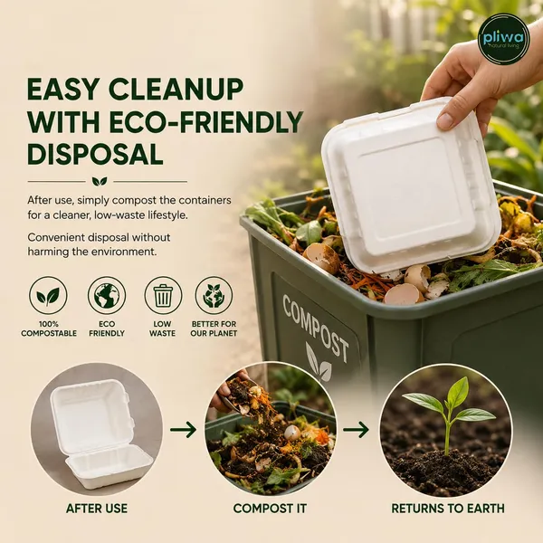 Pliwa_|_Disposable_Clamshell_|_Burger_Box_|_9x9_-_Pack_of_25_|_for_Takeaway_&_Food_Storage_|_Non_Toxic,_Compostable_|_Sturdy,_Microwave_Safe,_Leak-Resistant_|_Eco-Friendly_Square_Clamshell_(White)