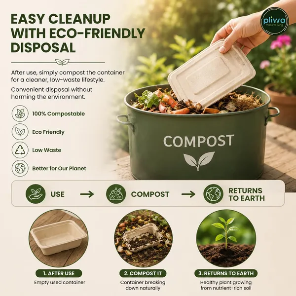 Pliwa_|_Disposable_Square_Container_with_Lid_|_500_ml_-_Pack_of_25_|_for_Takeaway_&_Food_Storage_|_Sturdy,_Microwave_Safe,_Leak-Resistant_|_Sugarcane_Bagasse_Eco-Friendly_Square_Container_(B.White)