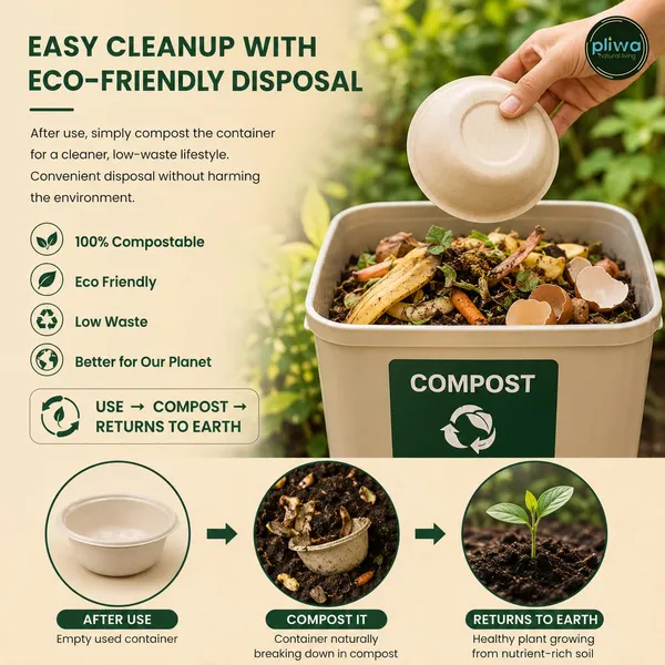 Pliwa_|_Disposable_Round_Container_with_Lid_|_500_ml_-_Pack_of_25_|_for_Takeaway_&_Food_Storage_|_Sturdy,_Microwave_Safe,_Leak-Resistant_|_Sugarcane_Bagasse_Eco-Friendly_Round_Container_(B.White)