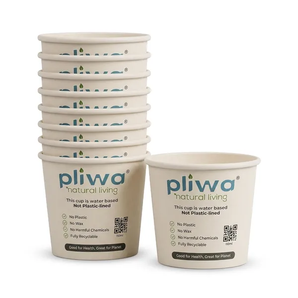 Pliwa_|_Paper_Cup_|_Plastic_Free_|_Water_Based_Coat_(Aqueous)_|_110_ml_-_Pack_of_100_|_for_Hot_&_Cold_|_Eco-Friendly