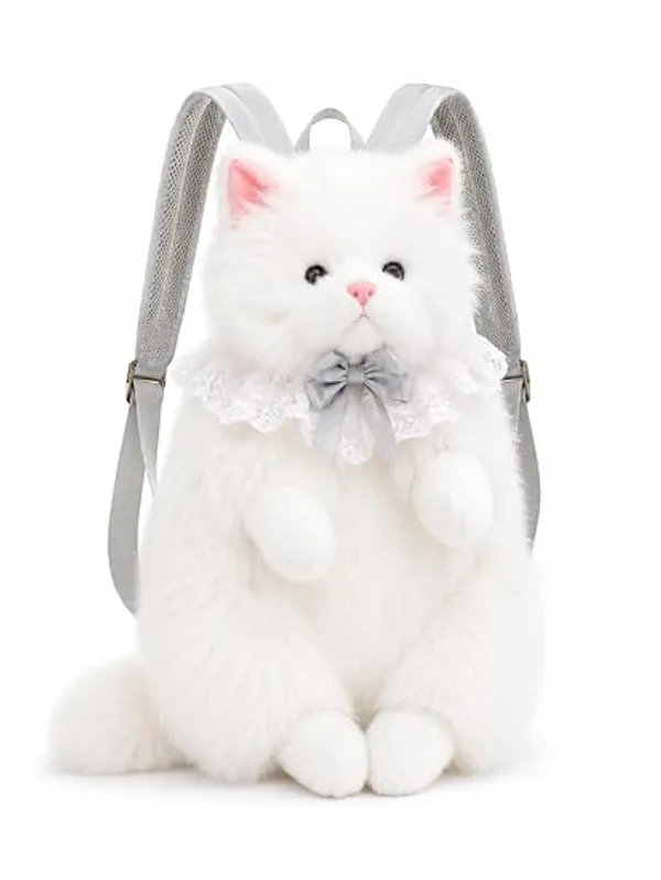 White_Plush_Cat_Backpack_for_Women