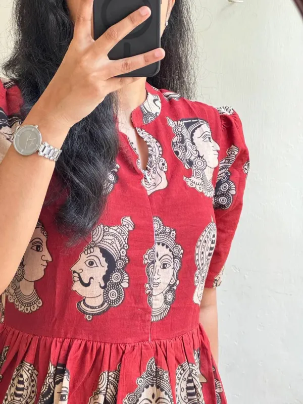 Maroon_Printed_Fit_And_Flare_Dress_for_Women