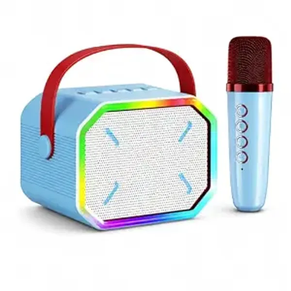 Portable_Karaoke_Speaker_With_Wireless_Microphone_Rgb_Led_Lights_Blue_For_Kids