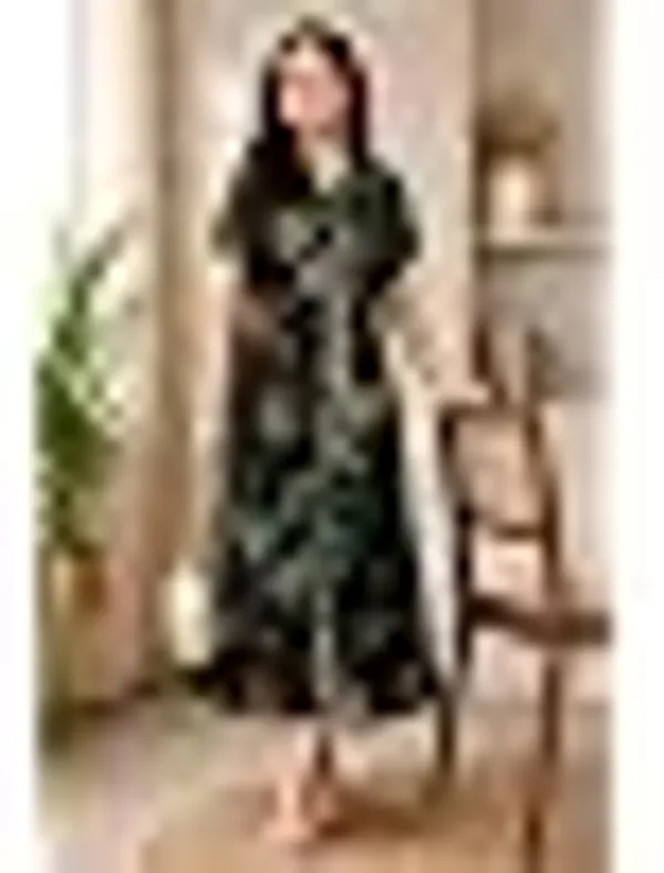 Women_S_Dark_Teal_Floral_Printed_Midi_Shirt_Dress_Button_Down_Collared_A_Line_Dress