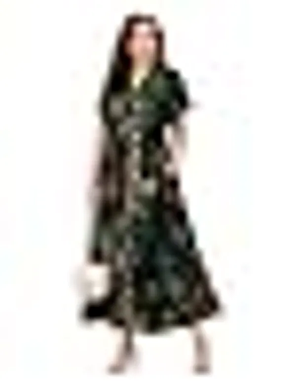 Women_S_Dark_Teal_Floral_Printed_Midi_Shirt_Dress_Button_Down_Collared_A_Line_Dress
