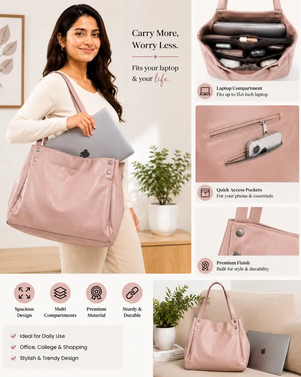 Pink_Structured_Laptop_Tote_Bag_for_Women