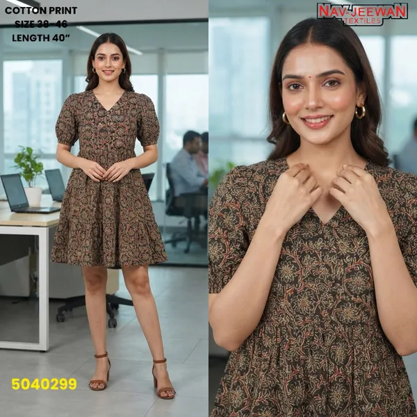 Brown_Cotton_Printed_Fit_And_Flare_Dress_for_Women