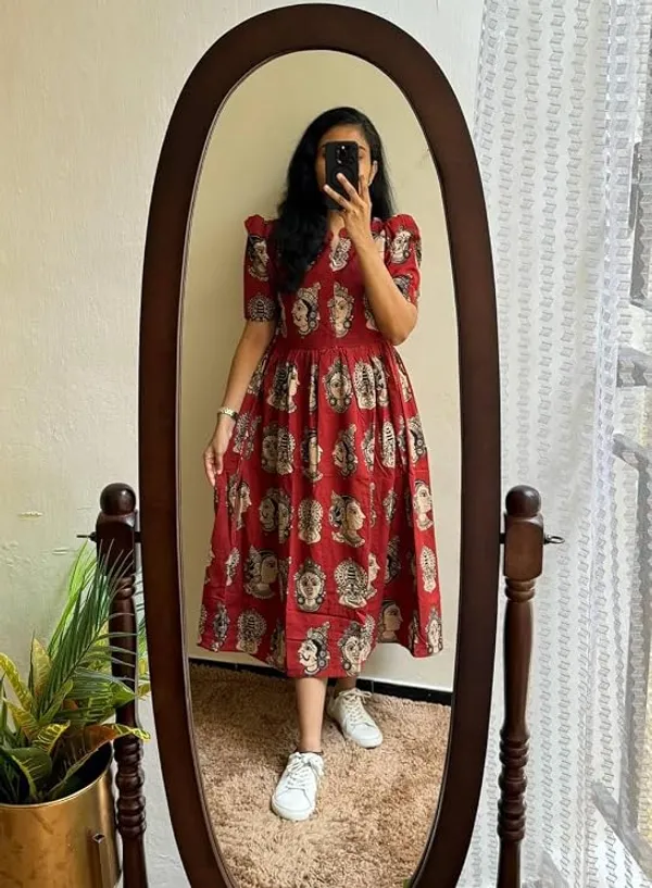 Maroon_Printed_Fit_And_Flare_Dress_for_Women