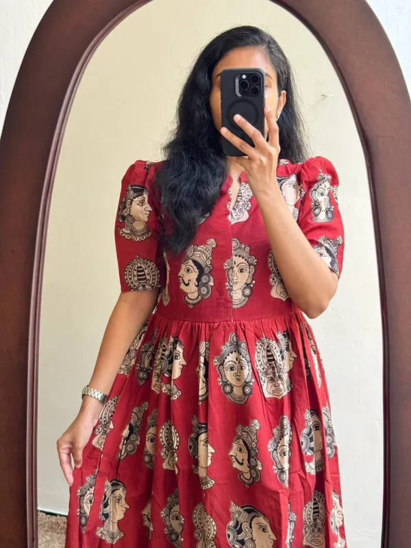 Maroon_Printed_Fit_And_Flare_Dress_for_Women