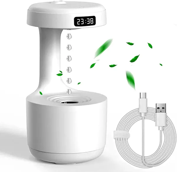 White_USB_Mist_Humidifier_With_Digital_Clock