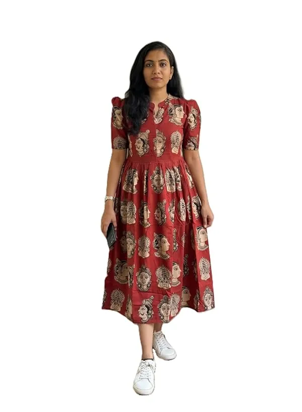 Maroon_Printed_Fit_And_Flare_Dress_for_Women