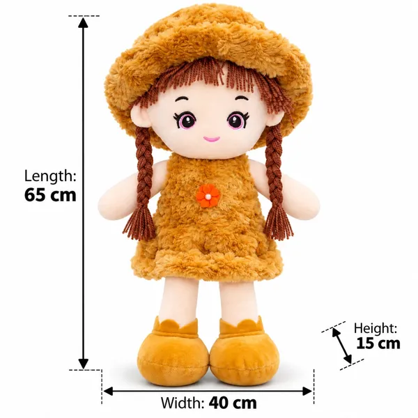 Super_soft_and_huggable,_this_charming_plush_doll_features_a_trendy_fuzzy_bucket_hat_and_braided_hair—making_it_an_ideal_cuddly_gift_for_kids