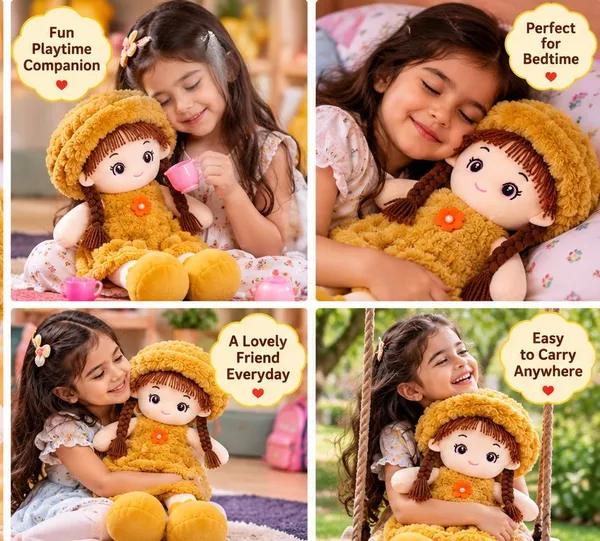 Super_soft_and_huggable,_this_charming_plush_doll_features_a_trendy_fuzzy_bucket_hat_and_braided_hair—making_it_an_ideal_cuddly_gift_for_kids
