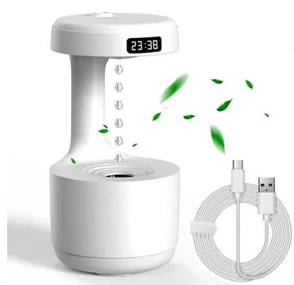 White_USB_Mist_Humidifier_With_Digital_Clock