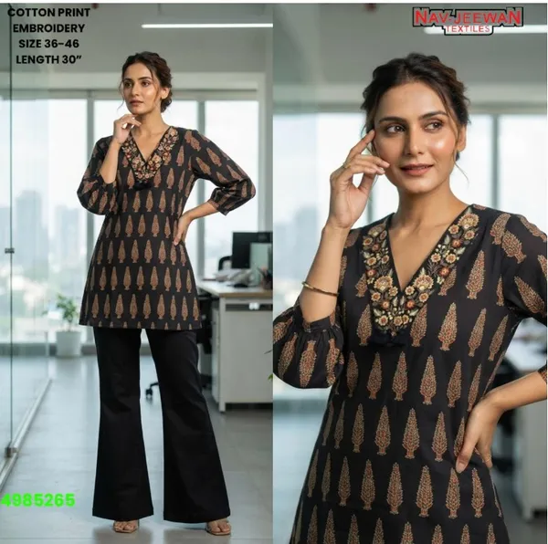 Black_Cotton_Printed_Embroidered_Kurti_for_Women